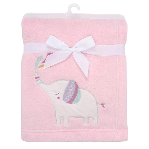 Bedtime Originals Elephant Dreams Appliqued Soft Fleece Baby Blanket - Pink