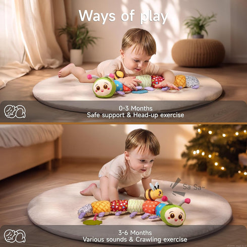 0 3 6 9 12 Tummy TUMAMA Baby Toys for Months, Caterpillar Sensory Toy, Infant Baby Stuffed Animal Activity Soft Toys