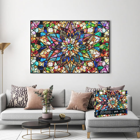 1000 1000 1:1 Impossible Jigsaw Puzzles for Adults Pieces-Stained Glass Puzzles Floral Hard Challenging Puzzles