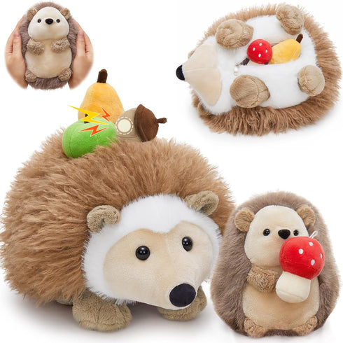MaoGoLan Magnetic Hedgehog Plush Toys Family Set, Mama & Baby with 4
