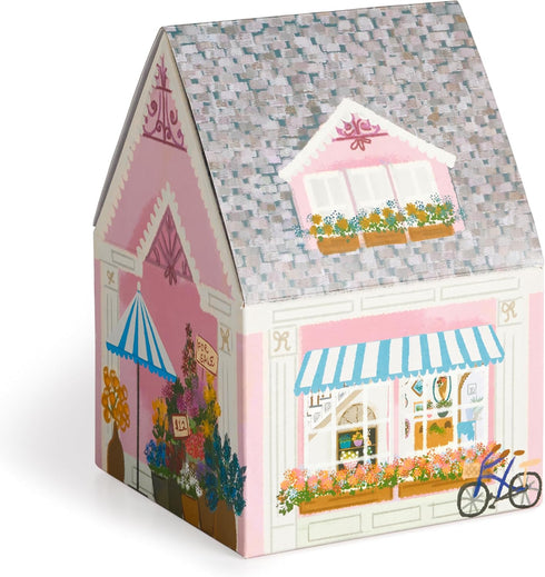 Galison Joy Laforme Flower Shop 500 Piece Unique House Shaped Puzzle with Springtime Artwork
