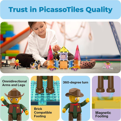 PicassoTiles Profession Character Action Figures, Toddler Toy Set, Pretend Play Magnet Expansion Pack