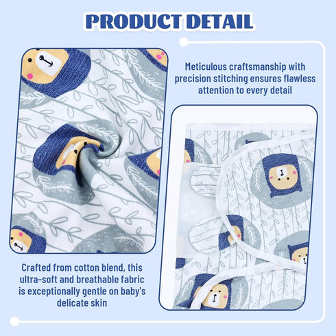 2 Pack Cinaci Adjustable Soft Cotton Blend Newborn Baby Receiving Swaddle Blankets Sleep Sacks with Nursery Hats Caps