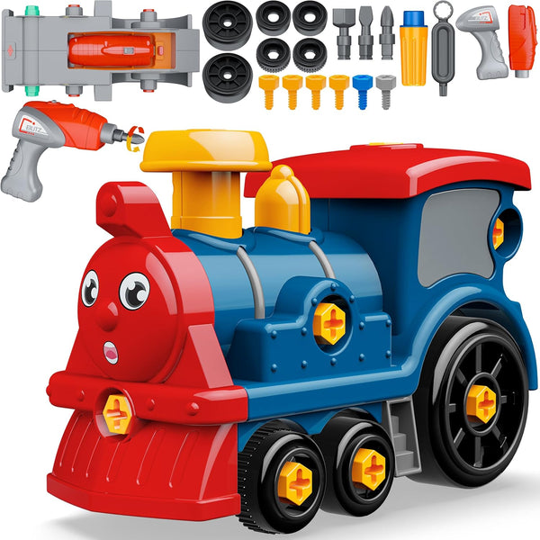 Truck Toys Set for Toddler, DIY Electric Train Assembly with Electric Drill, STEM Learning Toys for 3-8 Year Olds