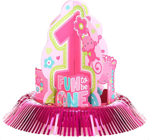 Amscan One Wild Girl 1st Birthday Table Decorating Kit, Medium, Pink