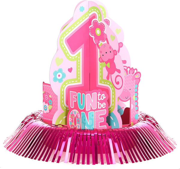 Amscan One Wild Girl 1st Birthday Table Decorating Kit, Medium, Pink