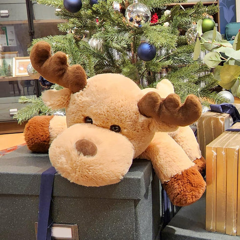 Adorable Caribou Furry Reindeer Elk Moose Stuffed Animals Plush Toy for Kids Babies Boys Birthday Bedtime Decor, 13" Super Soft Brown