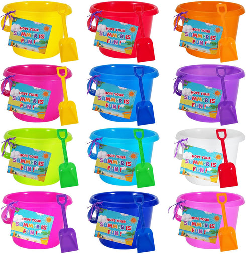 BeneFine 12 Pack 7.48 Inches -12 12 Set Sand Buckets and Shovels for Kids | Beach and Sand Toys at The Beach | Use