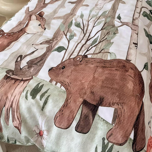 CKOU CCOO 4 Set, Set Set Pieces Woodland Animal Toddler Bedding Forest Deer Bear Fox Bed Comforter for Boys Girls, Cute