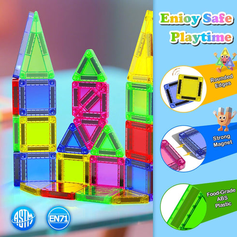 Magnetopia 40 Set 3+, Mini Magnetic Tiles with Iron Box, PCS Travel Magnetic Tiles, STEM Educational Building