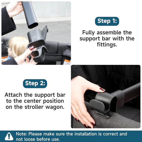 W4 (4 W4 Forward-Facing Bus-Style Seating Upgrade Stroller Wagon Support Bar Compatible with Wonderfold Elite/Luxe