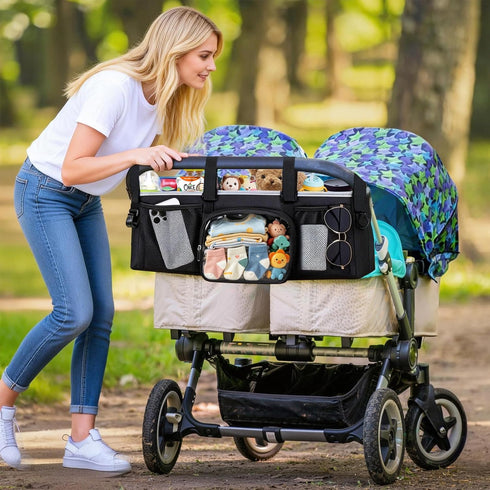 GT2 2 Double Stroller Organizer for Bob Duallie Jogger City Mini and Jeep, Double Baby Stroller Caddy Accessories