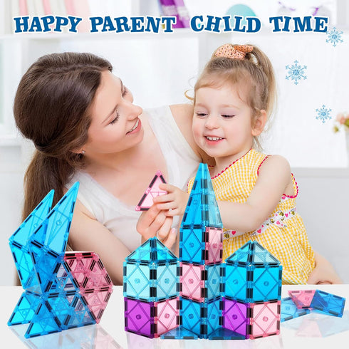 Magnetic Tiles 3D Frozen Kids Toys for Girl Age 4-7 Educational Magnetic Building Blocks Girl Toys Age 6-8 Princess Castle Pretend Play Toys for Kids Age 3 4-5 6 8-10 Year Old Girl Boy Birthday Gifts