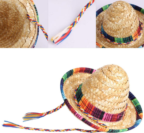 BTYMS 8 Pieces Mini Sombrero Party Hats - Fiesta Party Decorations for Table, Dolls, Dogs, 5.9 Inch