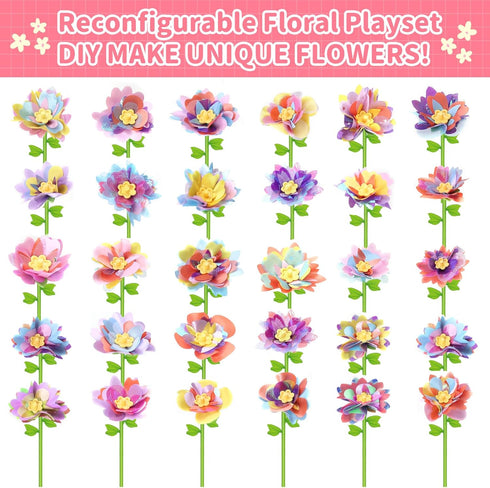 210 30 3+ RISUNTOY Flower Making Kit for Kids with Pieces Create Unique Fabric Flowers | DIY Craft Kit for Ages | STEM