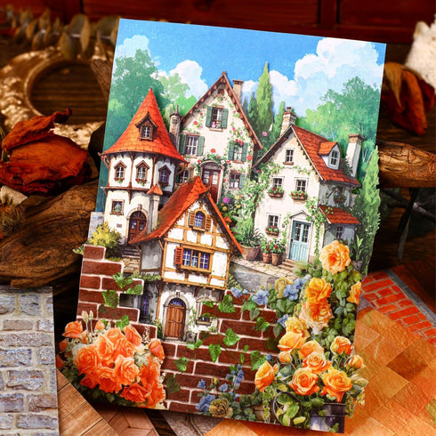 HOMICO 60 Sheets Self-Adhesive Dollhouse Wallpaper Flooring Aesthetic Stickers for Dollhouse Accessories Scrapbooking