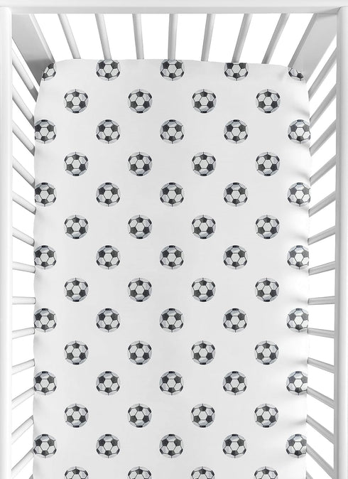 Sweet Jojo Designs Fitted Baby Crib Sheets (Soccer Ball) for Boys or