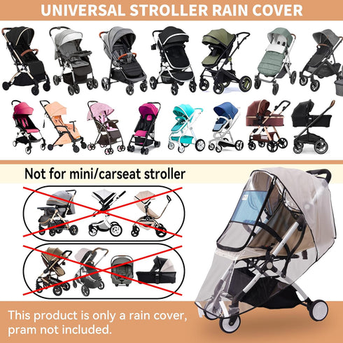 Bemece Stroller Rain Cover, Universal Baby Travel Weather Shield, Windproof and Waterproof