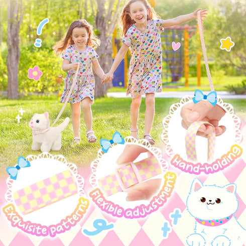 Tagitary Electronic Toy Cat Walking and Meowing, Interactive Toy for Kids with Leash, Gift for Toddlers