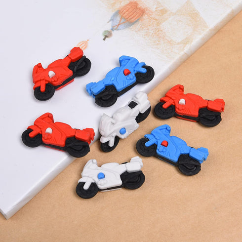18Pcs Motorcycle Erasers for Kids, 3D Mini Motorbike Vehicle Puzzle Take Apart for Party Favors and Classroom Rewards