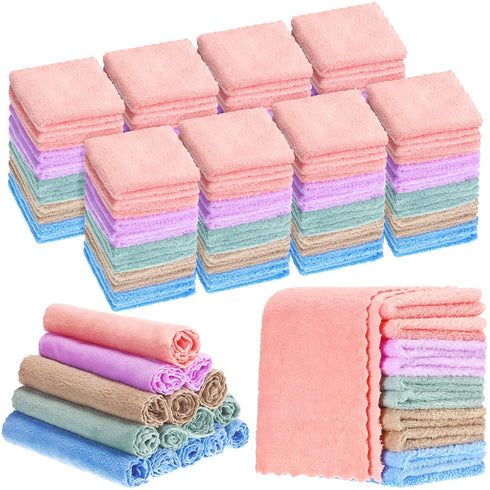 Handepo 100 Pack Baby Washcloths Bulk 10 x 10 Inch Microfiber Coral