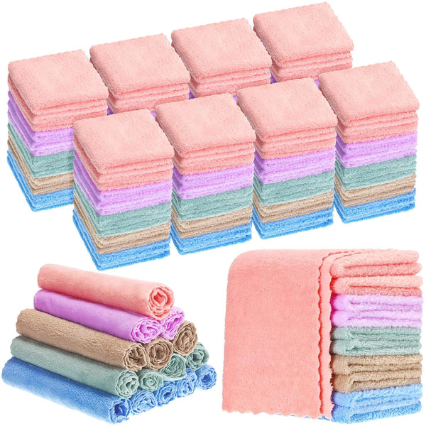 Handepo 100 Pack Baby Washcloths Bulk 10 x 10 Inch Microfiber Coral