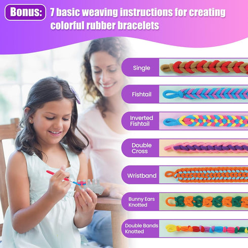 1000+ 7-12 FUNiOi Kids Art and Craft Kit, Rubber Band Bracelet Make Toy, Cat Weaving Comb, Colorful Hair Ties, DIY