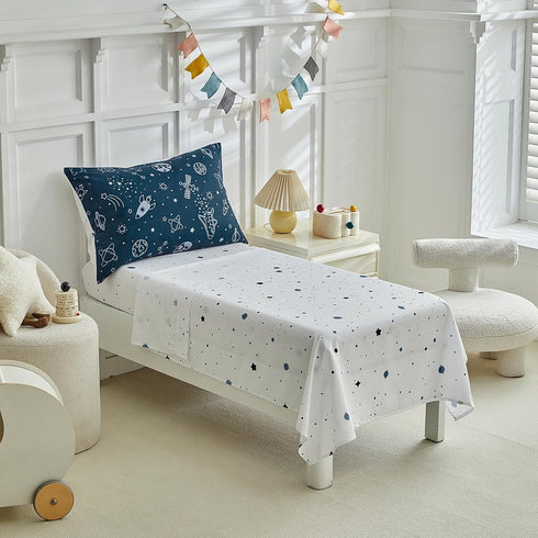 4 Set Set,Soft Set,Includes Pieces Toddler Bedding for Boy,Space Toddler Bed Comforter and Breathable Microfiber Crib