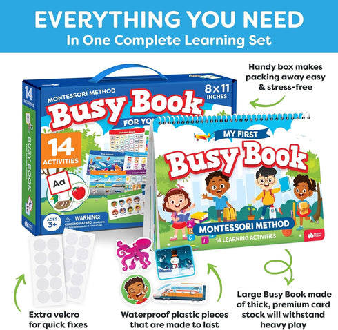 3 3 Montessori Preschool Busy Book for Toddlers Ages and Up - Preassembled - Preschool Learning Activities Montessori