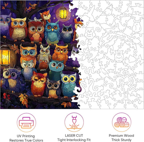 500 18.9'' 14.2'' Mocfesk Wooden Puzzles for Adults, Owl Family Puzzles Pieces, Unique Shaped Jigsaw Puzzles for Adults