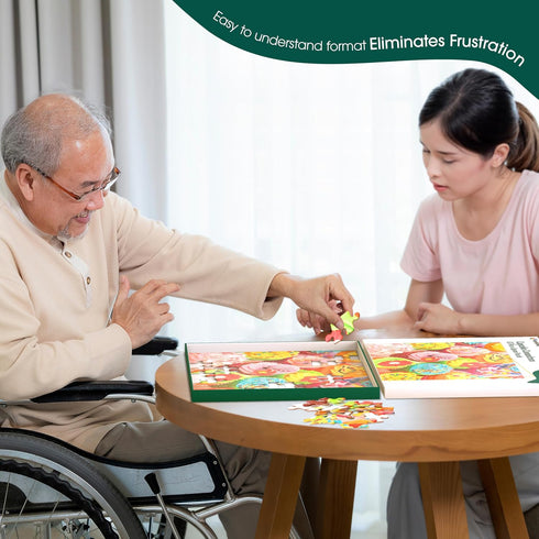 Keeping Busy Dementia Puzzles for Seniors, Cupcake 63 Piece Puzzle, Color Coded with Templates