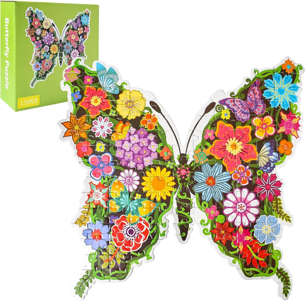 Puzzles for Kids Ages 6-8, 8-10 and Adults, Butterfly Shaped Jigsaw Puzzles for Home Wall Decor