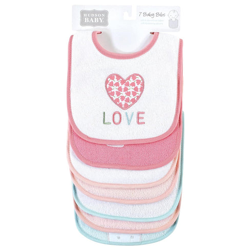 Hudson Baby Unisex Cotton Terry Drooler Bibs - Bunny Design, One Size