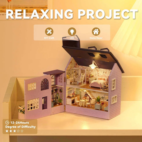 DIY Miniature Dollhouse Kit - Happy House with Furniture for Creative Fun