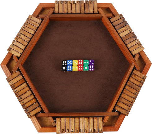 1-6 12 Sets Juegoal Wooden Shut The Box Dice Game for Players, Upgrade Tabletop Board Game with Dice for Kids Adults