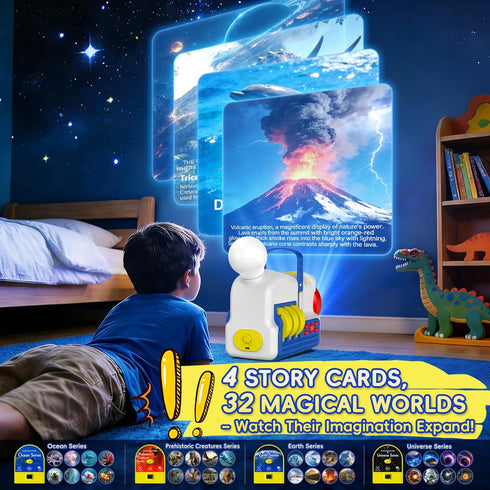 32 4 Story Projector for Kids, Educational Story Dream Machine with Stories & Science Cartridges, Audio Books