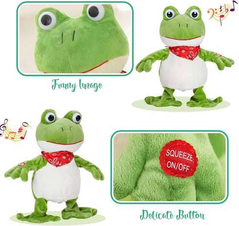 12 Houwsbaby Green Frog Toy Croaking Frog Musical Stuffed Animal Frolick Froggy Shaking and Waving Electronic