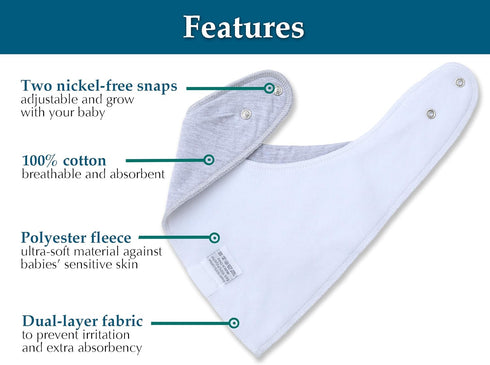 YMCF Baby Bandana Drool Bibs - 5 Pack 100% Cotton Absorbent Baby Bibs