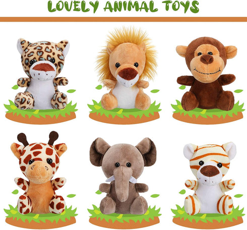 12 4.8 Inch Sumind Pieces Small Stuffed Animals Bulk Gifts Mini Stuffed Forest Jungle Animal Plush Toys Cute Elephant