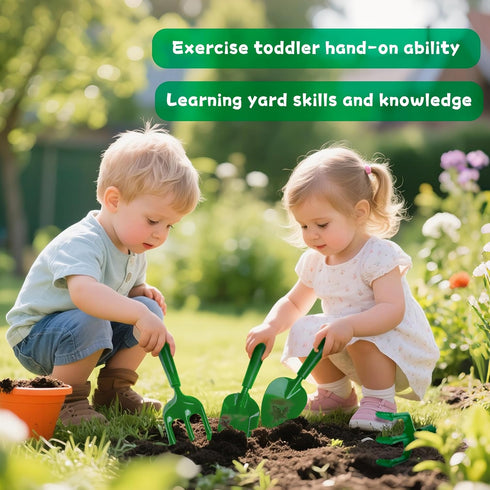 Wheelbarrow Set 2 3+Years Duckura Kids - Gardening Tools for Kids with Shovel, Rake, Trowel, Outdoor Yard Lawn Digging