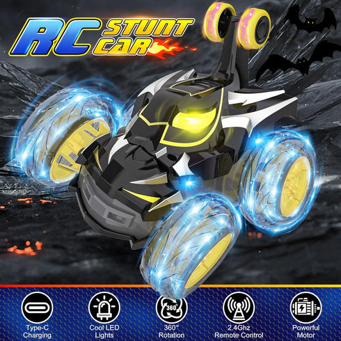 360 2.4GHz 3 4 5 6 7 8 9 10 11 12 Mafbeanl Remote Control Car Stunt RC Cars Rotating with Rechargeable Wheel Lights