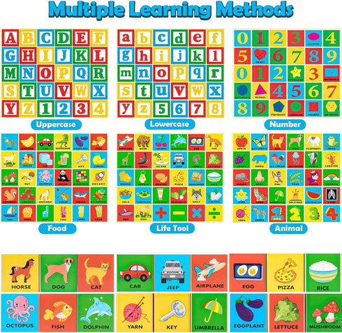 Atoylink ABC Wooden Building Blocks - 30 Pcs Alphabet & Number Stacking Toys with Storage Pull Toy Car for Toddlers 1-3