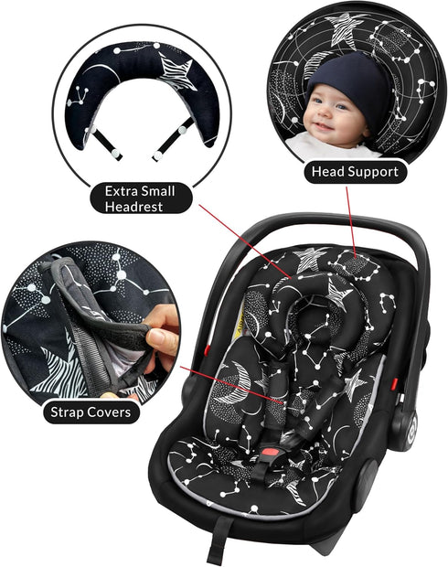 TinlyFinly Infant Car Seat Insert with Removable Cushion for Preemie to Toddler, Reversible Newborn Carseat Insert