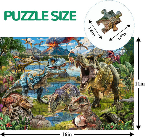 6-8-10, 100 Puzzles for Kids Ages Dinosaur World Puzzle Pieces Jurassic Landscape Jigsaw Puzzles Educational Toys Gifts