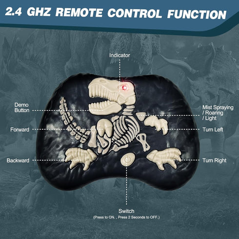 3-5 4-7 8-12 Sunrad Remote Control Dinosaur Toys for Kids Year Old, Electronic RC Robot Dinosaur with Spray & Light