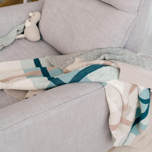 Crane Baby Knitted Baby Blanket, Charlie Farmhouse Plaid Collection, Cotton Baby Blankets, Crib Blanket, Stroller