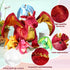 Lenwen 5 Pcs Dragon Plush Stuffed Animal - 16 Inch Giant Mommy Dragon with 4 Pcs Babies in Zippered Belly for Kids