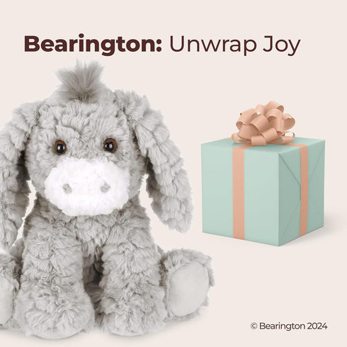 10.5" Bearington Donny Plush Donkey Stuffed Animal - Soft Gray Donkey Toy with Scruffy Fur and Weighted Body - Adorable