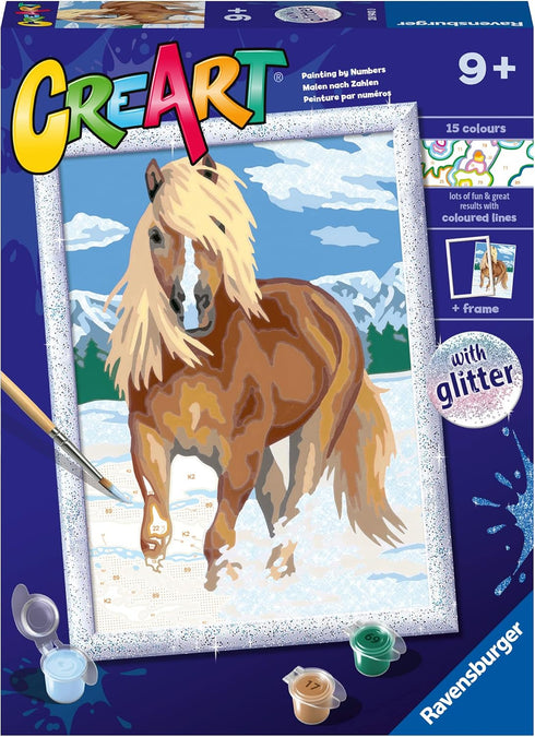 Set 9 Ravensburger CreArt The Royal Horse Paint by Numbers Kit - Ideal for Kids & Beginners | Complete | DIY Home Art