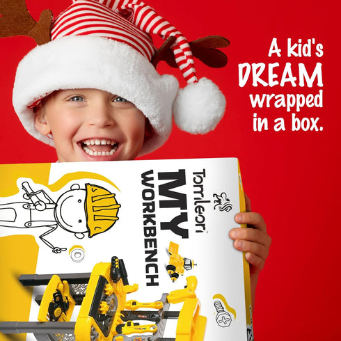 Toddler Workbench and Tool Set with 2 Take Apart Trucks, 2 in 1 Construction Toy for Ages 2-5